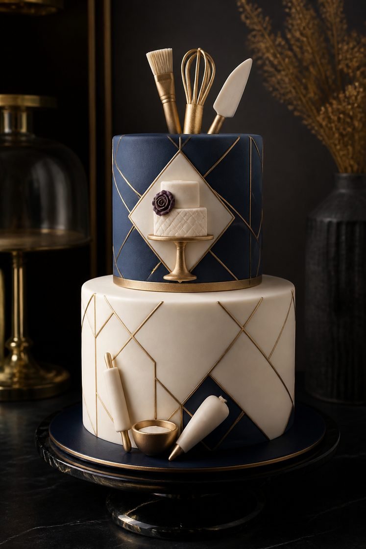 Royal Blue Tier Cake
