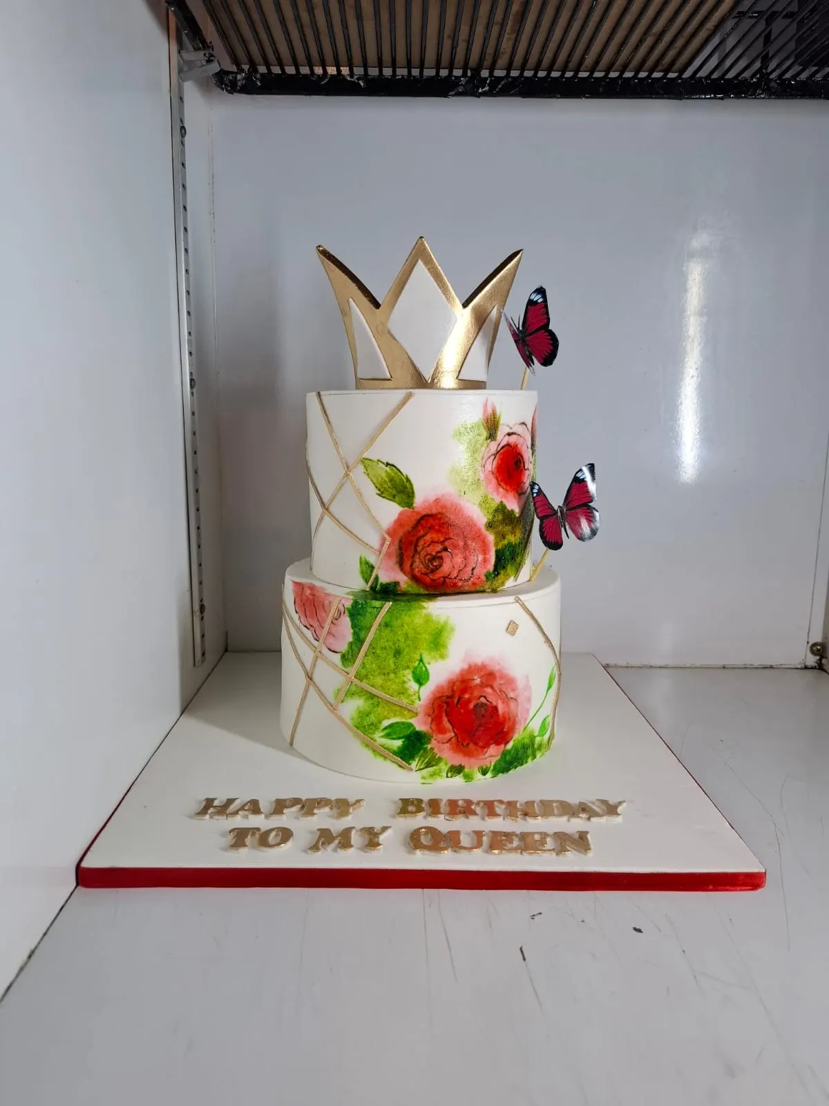 Floral Crown Tier Cake Design - Cake Art Academy portfolio Pakistan